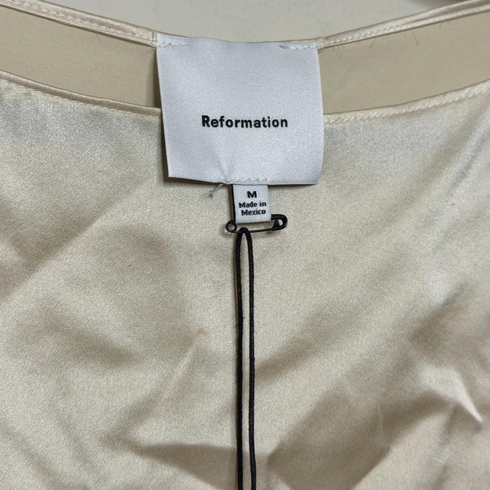 Reformation Avery Silk Top in Almond - Picture 4 of 8